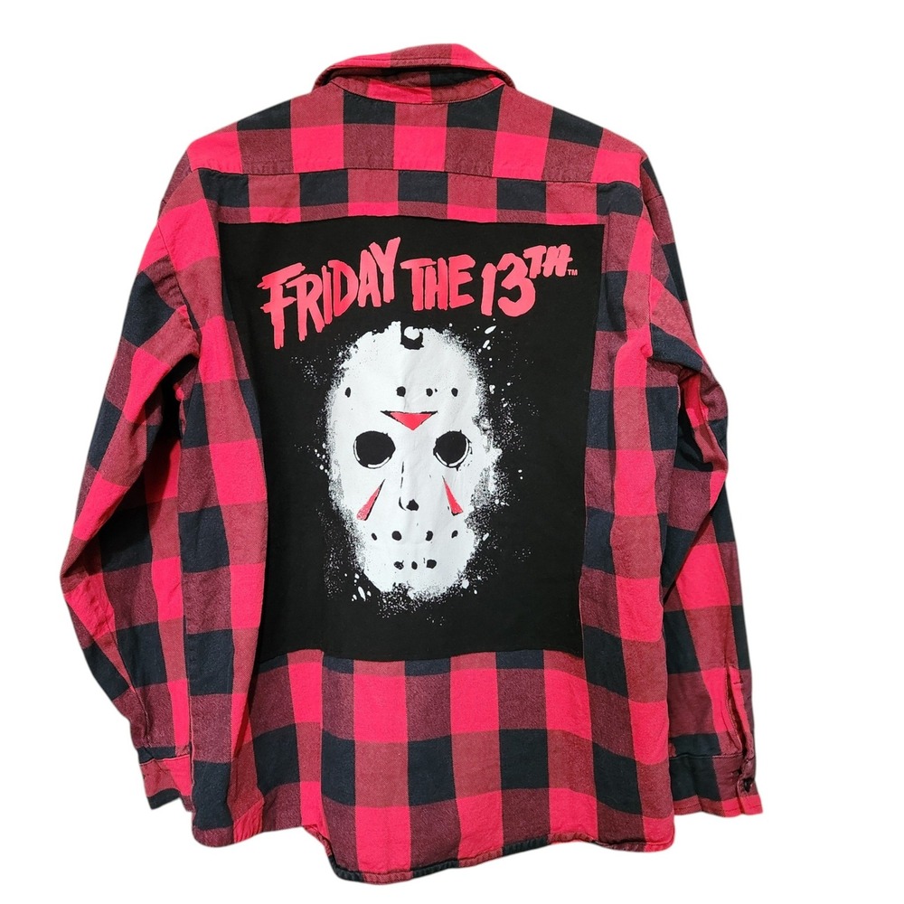Vtg Big Bill XL Red Black Buffalo Plaid Work Shirt Friday the 13th Jason Flannel